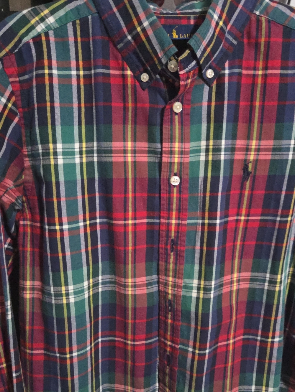 Polo by Ralph Lauren Boys Navy, Red & Green Plaid Button-Down Shirt